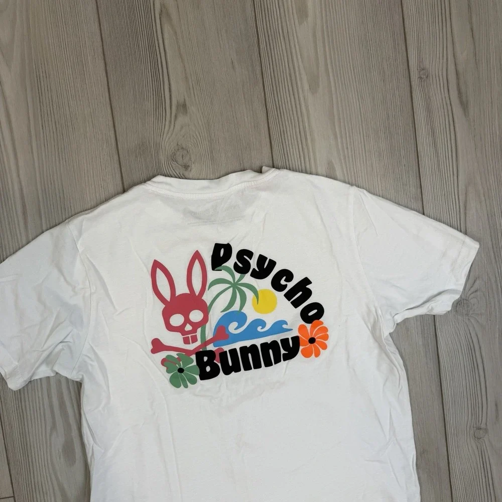 Psycho Bunny T-Shirt Graphic Tee Beach Palms Sun Short Sleeve Youth Sz‎ L 14/16